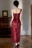 Red Tulle and Lace One Shoulder Party Dress, A Line Wedding Party Dress HZ0509
