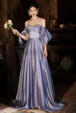 Sweethart Beaded Off Shoulder Party Dress, Satin Long Formal Gowns HZ0509