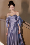 Sweethart Beaded Off Shoulder Party Dress, Satin Long Formal Gowns HZ0509