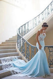 Spaghetti Straps Mermaid Spandex Wedding Dresses With Applique Court Train HZ0509
