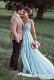 Off White Lace Appliques Cap Sleeves Long Chiffon Beach Wedding Dresses HZ0509