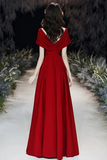 Red A Line Simple Long Party Dress, Wedding Party Dress HZ0509