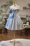 Floral Pattern Short Prom Dress, A Line Off the Shoulder Party Dress HZ0509