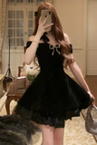 Velvet Short Party Dress Homecoming Dress, Off Shoulder Prom Dress HZ0509
