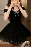 Velvet Short Party Dress Homecoming Dress, Off Shoulder Prom Dress HZ0509