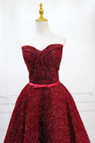 Line Sweetheart Neck Short Burgundy Prom Dress, Cute Homecoming Dress HZ0509