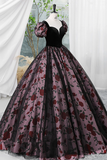 Tulle and Satin Short Sleeves Sweetheart Party Dress, Long Sweet 16 Dress HZ0509