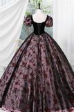 Tulle and Satin Short Sleeves Sweetheart Party Dress, Long Sweet 16 Dress HZ0509