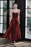 Red Tea Length Straps Sweetheart Homecoming Dress, Short Formal Dress HZ0509