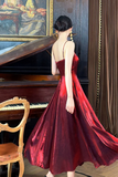 Red Tea Length Straps Sweetheart Homecoming Dress, Short Formal Dress HZ0509