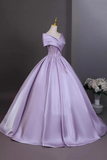 Lilac Satin Prom Dress Off The Shoulder Ball Gown HZ0509