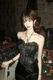 Gothic Satin and Lace Mermaid Prom Dress, Sweetheart Party Dress HZ0509