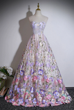 Floral Applique Strapless Ball Gown, Lilac Pink Prom Formal Events HZ0509