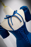 Sleeves Peacock Blue Satin Long Prom Dresses, Formal Evening Dresses HZ0509