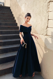 Velvet Long Prom Dress, A Line Off the Shoulder Party Dress HZ0509