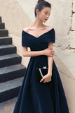 Velvet Long Prom Dress, A Line Off the Shoulder Party Dress HZ0509