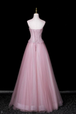 Pink Tulle Ball Gown, A Line Sweetheart Neck Party Dress with Beaded Bodice HZ0509