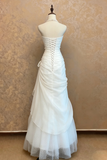 Line Floor Length Tulle Lace Retro White Long Prom Dress HZ0509