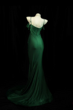 Off Shoulder Mermaid Green Long Prom Dress, Green Party Dress HZ0509