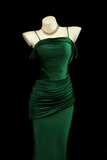 Off Shoulder Mermaid Green Long Prom Dress, Green Party Dress HZ0509