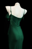 Off Shoulder Mermaid Green Long Prom Dress, Green Party Dress HZ0509