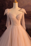 Neck Pink Tulle Long Prom Dresses, Long Formal Dresses HZ0509