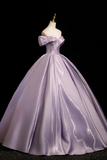 Off The Shoulder Satin Ball Gown with Beaded Bodice HZ0509
