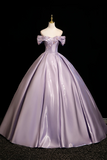Off The Shoulder Satin Ball Gown with Beaded Bodice HZ0509