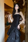 Straps Black Mermaid Long Prom Dresses, Formal Dresses HZ0509