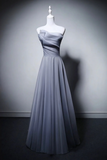 Blue Strapless Evening Gown with Draped Bodice HZ0509