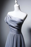 Blue Strapless Evening Gown with Draped Bodice HZ0509