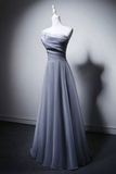 Blue Strapless Evening Gown with Draped Bodice HZ0509