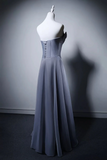 Blue Strapless Evening Gown with Draped Bodice HZ0509