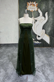 Straps 90s Prom Dress, Vintage Green Party Dress HZ0509