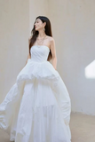 A Line Floor Length White Prom Dress, White Formal Dress HZ0509