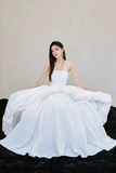 A Line Floor Length White Prom Dress, White Formal Dress HZ0509