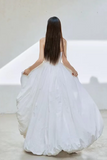 A Line Floor Length White Prom Dress, White Formal Dress HZ0509