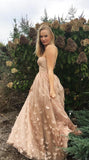 Strapless A Line Dusty Pink Long Formal Prom Dress Evening Dress HZ0509