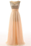 Beaded A-line Open Back Elegant Prom Dresses HZ0509