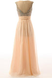 Beaded A-line Open Back Elegant Prom Dresses HZ0509