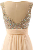 Beaded A-line Open Back Elegant Prom Dresses HZ0509