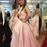 Two Piece A-line Floor-length Long Puffy Prom Dress With Ruffles HZ0509