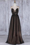 Black Long Straps Tulle A Line Prom Dress,Evening Dresses HZ0509
