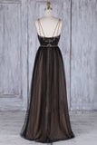 Black Long Straps Tulle A Line Prom Dress,Evening Dresses HZ0509