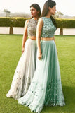 A-line Tulle Two Pieces Long Prom Dress,Cheap Formal Dress HZ0509