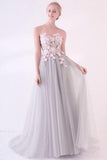 Long Applique Tulle Evening Dress Sweetheart Formal Prom Dress HZ0509