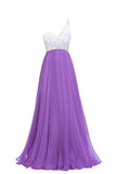 One Shoulder Beaded Long Prom Dresses HZ0509