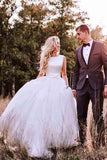 Modest Wedding Gowns With Bownot Cheap Tulle Backless Wedding Dress HZ0509