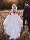 Modest Wedding Gowns With Bownot Cheap Tulle Backless Wedding Dress HZ0509
