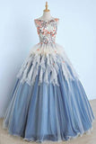 Long Applique Ball Gown Prom Dress,Quinceanera Dresses,Sweet 16 Dress HZ0509